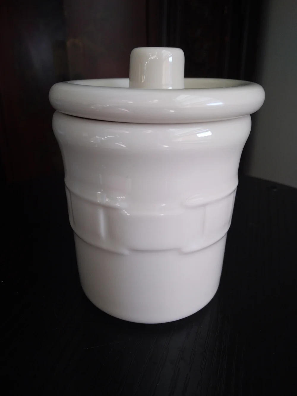Vintage Longaberger Woven Traditions Ivory Condiment Crock with Lid MADE IN USA